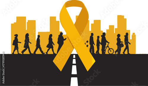 World Day of Remembrance for Road Traffic Victims Candle and Yellow Ribbon Vector