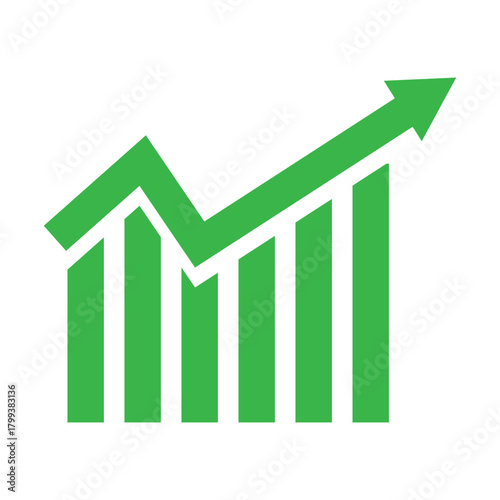 Green growing up icon . Going up arrow icon . Business growth icon vector icon