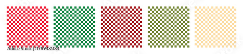 Set of Five Seamless Mini-Checkerboard Patterns in Different Color Combinations for Tiling Backgrounds