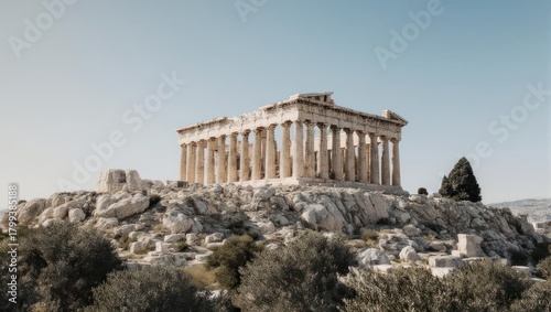 The Ancient Parthenon Temple on the Acropolis Hill in Athens Greece.