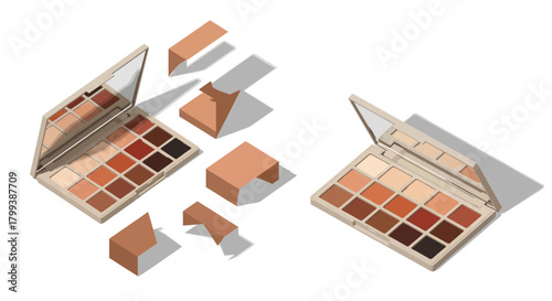 Luxurious eyeshadow palettes displaying a range of neutral and earth-toned colors
