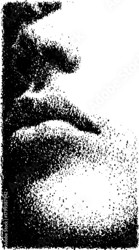 Stylized face vector illustration featuring bold black and white contrast. A modern design focusing on minimalist features and abstract expression.