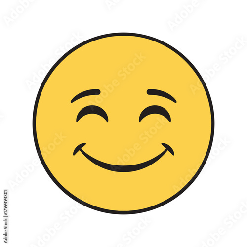 Smiling Face Emoji with Closed Eyes Happy and Content Expression