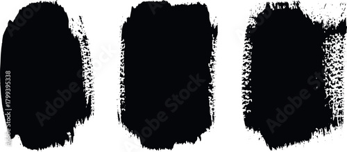 Abstract black ink brush strokes collection, showcasing various hand-painted textures perfect for graphic design elements, overlays, or artistic backgrounds, conveying a raw and edgy aesthetic