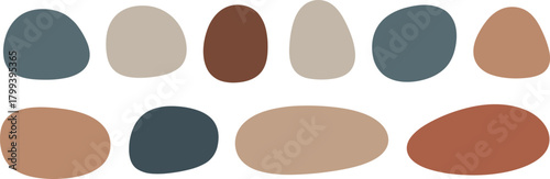 Set of abstract hand-drawn organic blob shapes. Collection of minimalist liquid forms and modern pebble elements in a trendy, earthy color palette