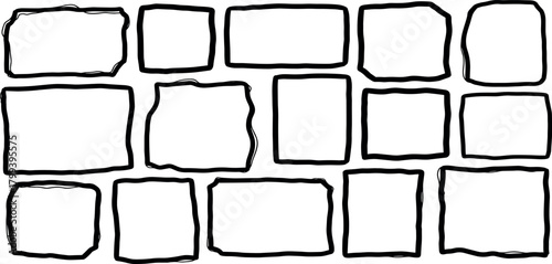Stone Texture Illustration Black Outline with Unique Rectangular and Square Shapes for Background Design
