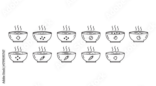 Collection of steaming hot beverage cups in a distinctive silhouette style