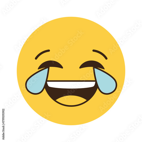 Joyful Yellow Laughing Emoji Expressing Overwhelming Amusement and Happiness with Streaming Tears