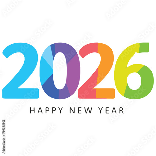 Modern 2026 Happy New Year Vector Design,2026 Bold Typography Celebration Illustration,Minimalist 2026 New Year Vector Background,Creative Blue and Orange 2026 Typography Art,Happy New yaer.