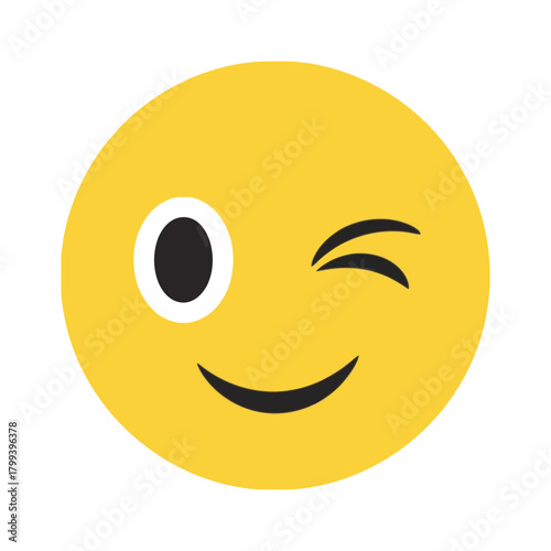 Playful yellow winking emoji conveying happiness, humor, and a friendly, mischievous digital expression