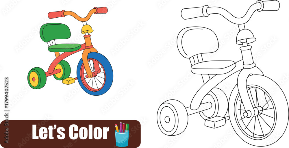 Fototapeta premium Children s tricycle coloring page
