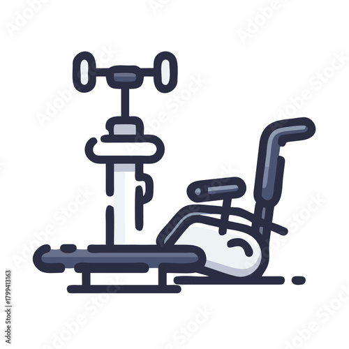 Stationary Exercise Bike and Weights Icon