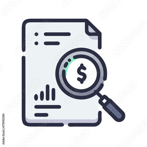 Financial Audit and Document Analysis Icon