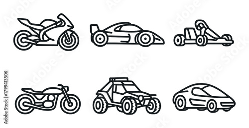Minimalist line art of various vehicles on gradient background