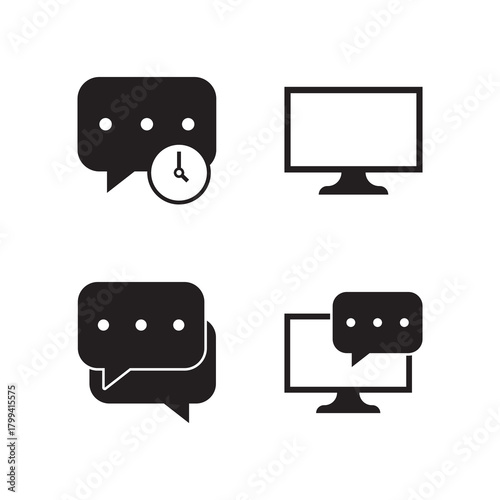 Solid Message, Time, and Computer UI Icons