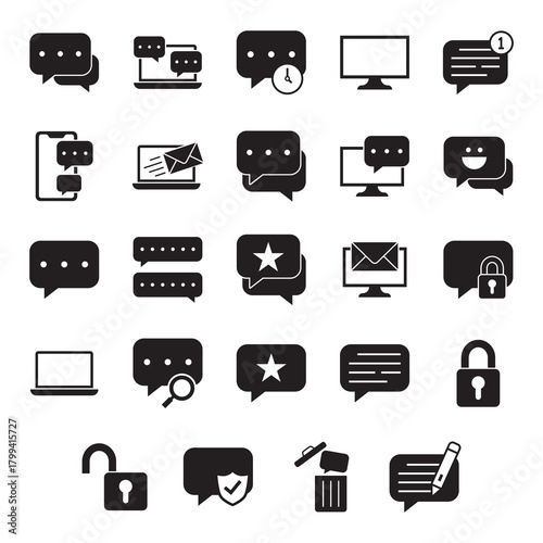 Full Solid Fill Communication UI/UX Icons Pack