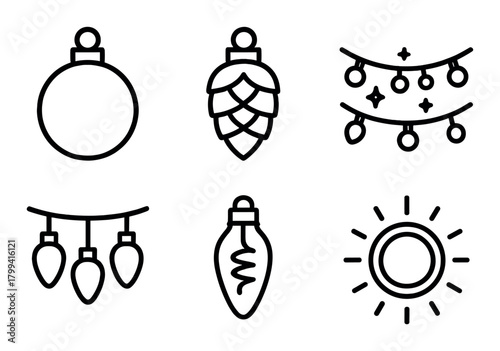 Minimalist christmas decoration icons on olive background