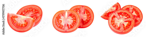 Wallpaper Mural Sliced Tomatoes Against Transparent Background with Vibrant Red Hues and Detailed Texture Torontodigital.ca