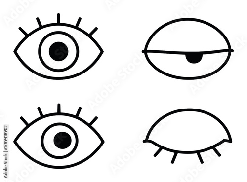 Abstract eye illustrations in diverse styles and shapes