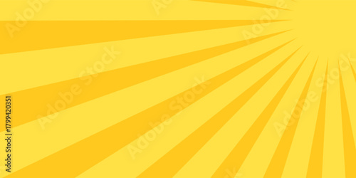 Modern yellow banner with Sun rays, lines background, light abstract modern simple. eps 10