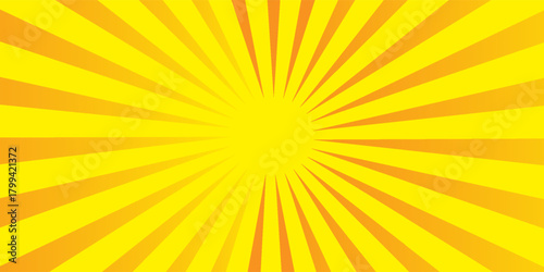 Orange Sunburst Pattern Background. Rays. Radial. Summer Banner. Vector