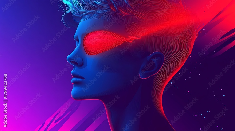 Obraz premium Futuristic neon gaze high resolution photo