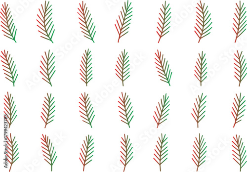 Set of minimalist pine branch illustrations isolated on white background, perfect for adding a touch of nature to your designs and holiday projects