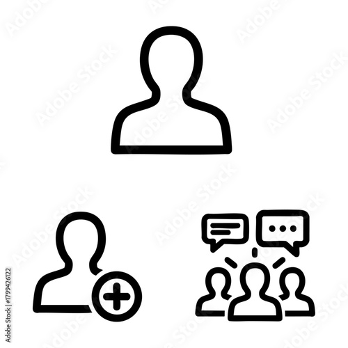 Social Network Icon Set User Profile Friend Request Group