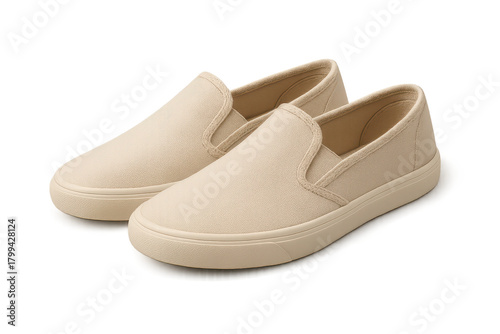 Wallpaper Mural Beige slip-on canvas shoes isolated on transparent background, casual footwear Torontodigital.ca