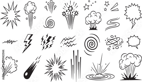 Abstract geometric shapes with bold red blue and yellow accents on white background