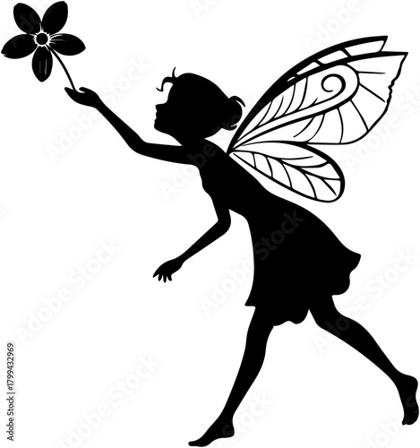 Fairy Silhouette – Whimsical Flower Scene