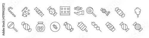 Candy Outline Picture Collection. Editable Stroke. Perfect for Infographics, Articles, Books, Flyers, Banners