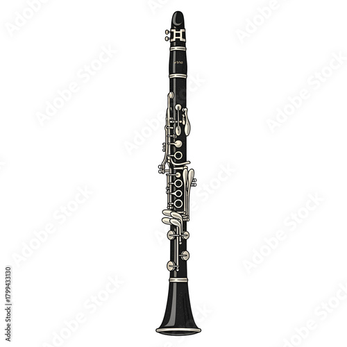 Black Clarinet Musical Instrument on Transparent Background for Music and Instrumental Content