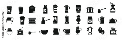 coffee icons set simple vector cafe cup