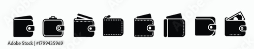 collection of wallet icons featuring multiple styles