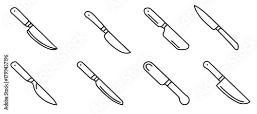  culinary knife icons for food preparation