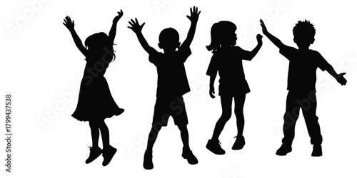 dancing children silhouette for playful and fun concepts 