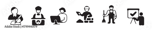 Collection of black and white professional icons vector