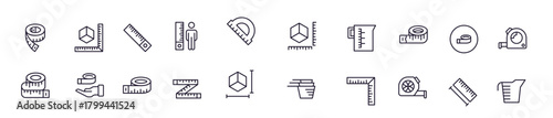 Collection of modern measure outline icons. Set of modern illustrations for mobile apps, web sites, flyers, banners etc isolated on white background. Premium quality signs.
