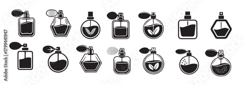 Collection of Stylish Black and White Perfume Bottles