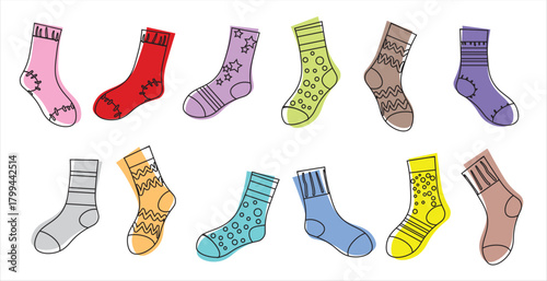 Colorful socks set seamless pattern vector