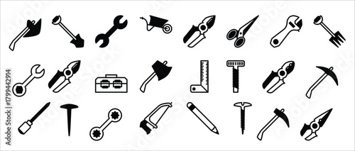 construction tool icon set filled icon style collection
