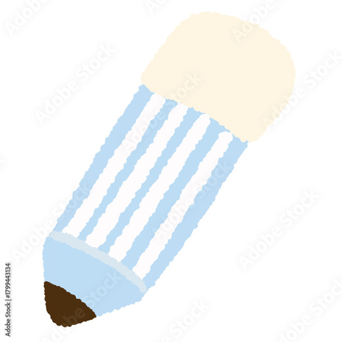 illustration of pastel blue pencil and eraser