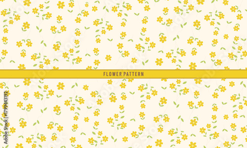 Cheerful Seamless Yellow Flower and Vine Pattern
