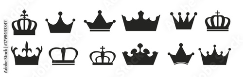 Set of crown vector illustration