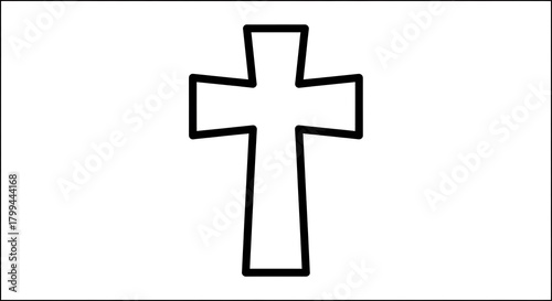 Simple black outline of a cross on a white background.