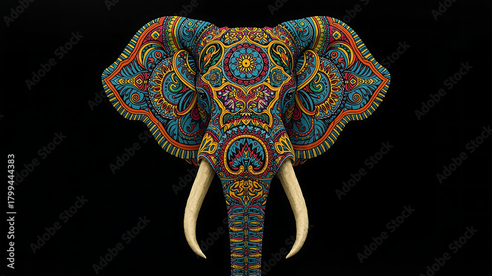 Obraz premium Vibrant elephant art design with mandala patterns
