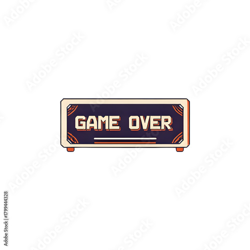 Retro game over screen vintage arcade style