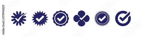 Verified Quality Gear Badge Icons, Checkmark Approval Seal Vector, Certification Badge, vector illustration EPS 10.