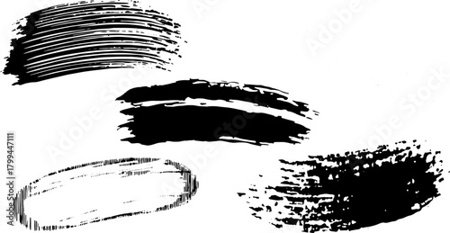 Vintage engravings and line drawing strokes. Black texture vector illustration set offers graphic elements for design projects.